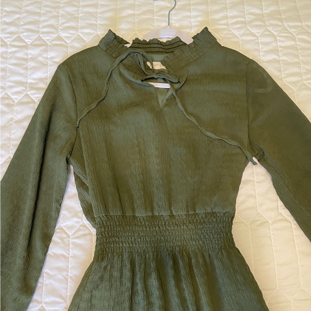 Roolee Olive Green Midi Dress - Picture 2 of 9